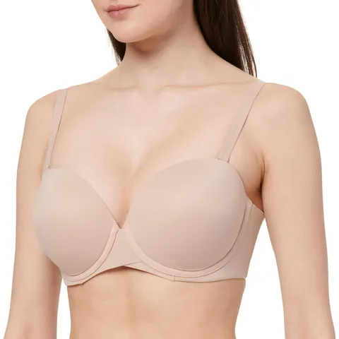 Calvin Klein Donna Reggiseno Push-up Spalline Rimovibili, Beige (Cedar), 0D