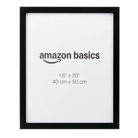 Amazon Basics - Cornice Rettangolare in Legno per Poster/Foto, 40cm x 50cm, Nero