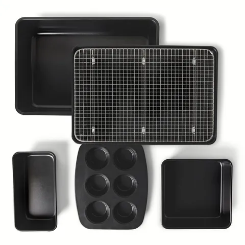 Amazon Basics Teglie Antiaderenti, Set di 6 Pezzi, Impilabili, Lavabili in Lavastoviglie