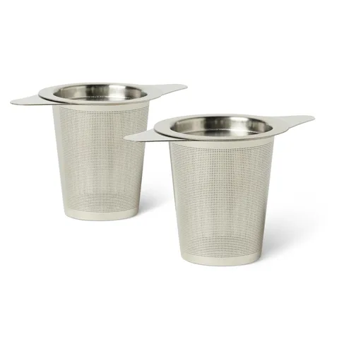 Amazon Basics Infusore per Tè Sfuso con Coperchio, Set di 2 Pezzi, in Acciaio Inox