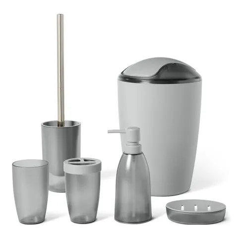 Amazon Basics, Set di Accessori da Bagno con Portaspazzolino, Dispenser di Sapone