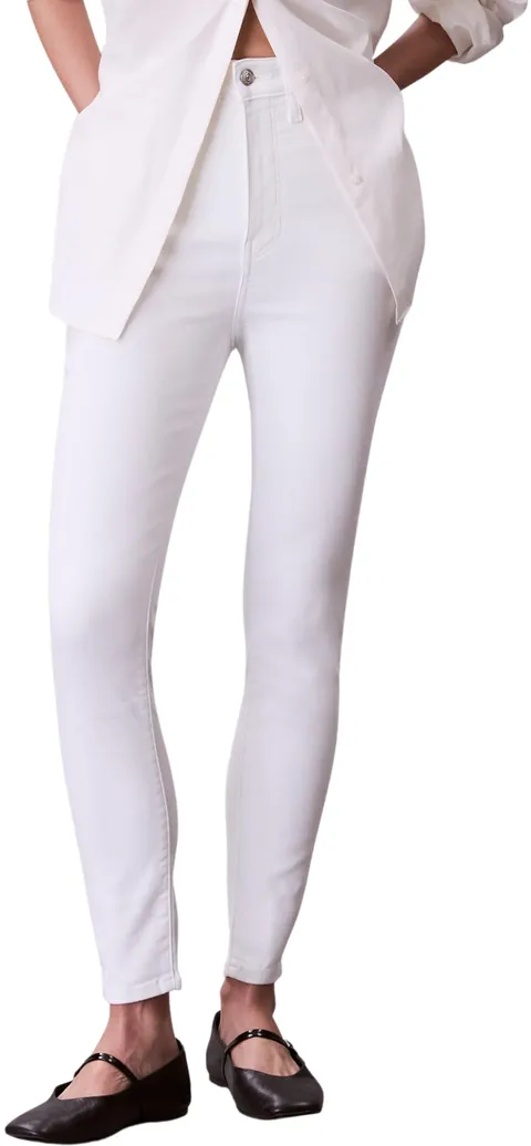 Calvin Klein Donna Jeans Skinny Ankle Vita Alta, Bianco (Chalk White), 27W