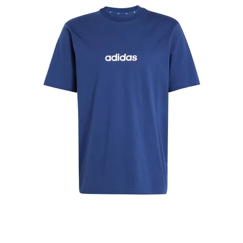 adidas Uomo Essentials Linear Single Jersey Shirt, Dark Blue/White, M