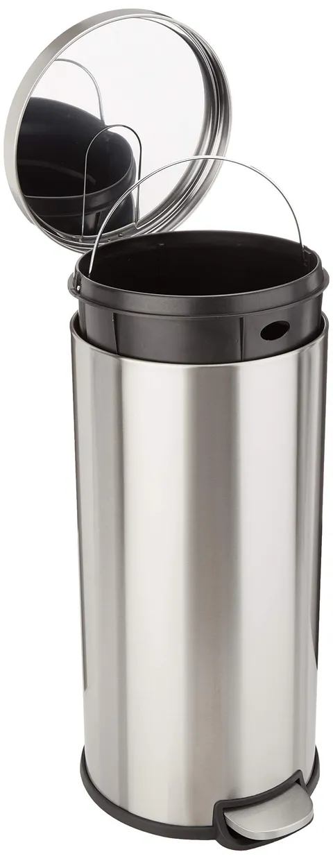 Amazon Basics Pattumiera con chiusura ammortizzata, Rotondo, 30 l, 7.9 Gallon, Argento