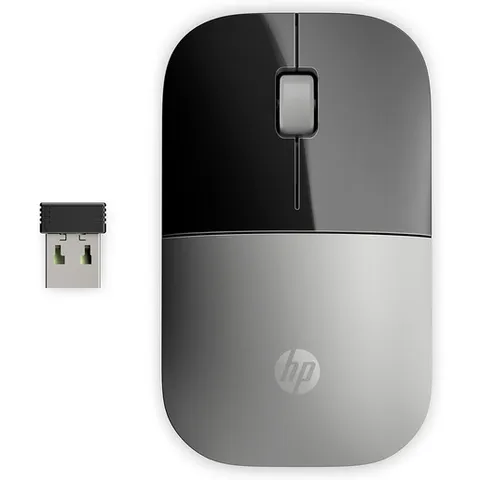 HP Z3700 Mouse Wireless, Sensore Preciso, Tecnologia LED Blue, 1200 DPI, 3 Pulsanti, Rotella Scorrimento, Ricevitore USB Wireless 2.4 GHz Incluso, Design Pratico e Confortevole, Argento