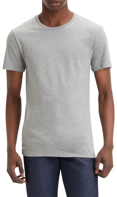 Levi's Slim 2-pack Crewneck Tee, T-shirt Uomo, White/ Med Heather Grey, M