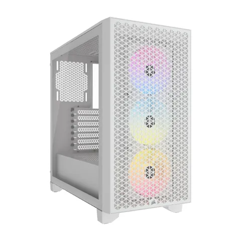 CORSAIR 3000D RGB AIRFLOW Case per PC Mid-Tower - 3 Ventole AR120 RGB - Supporto di GPU a Tre Slot - Spazio per Alloggiare Fino a 8 Ventole da 120 mm - Design con Flusso D’aria Elevato - Bianco