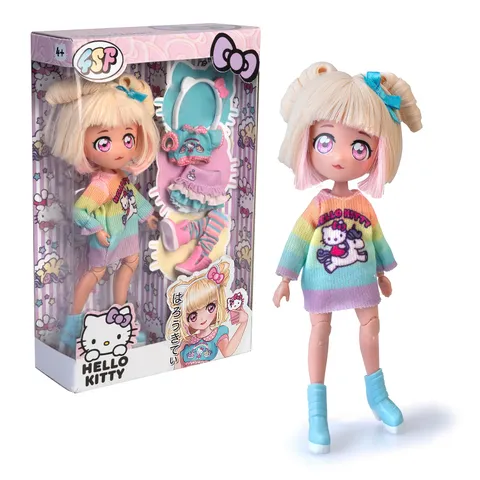 Hello Kitty Manga Fashion Unicorns, bambola giapponese alla moda con outfit extra, figura