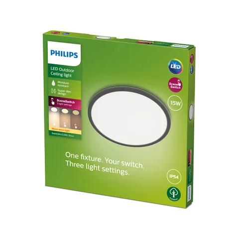 Philips LED Plafoniera SuperSlim Esterno IP54 Nera