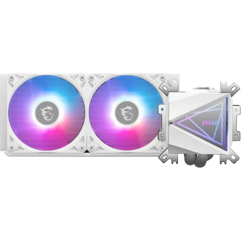 MSI MAG Coreliquid I240 White AIO CPU Liquid Cooler - Blocco ARGB, Ventole LDB, Water