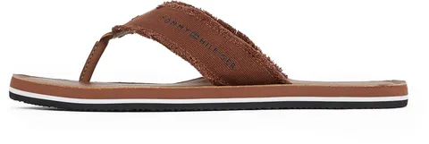Tommy Hilfiger Uomo Infradito Leather Beach Sandal con Frange, Marrone (Winter Cognac), 40