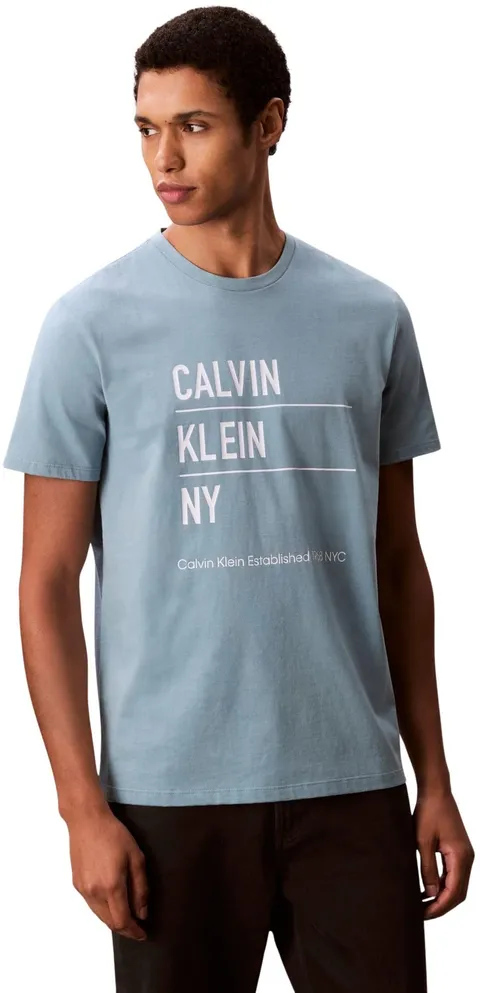 Calvin Klein Uomo T-Shirt Maniche Corte Graphic con Logo, Blu (Smoke Blue), XXL