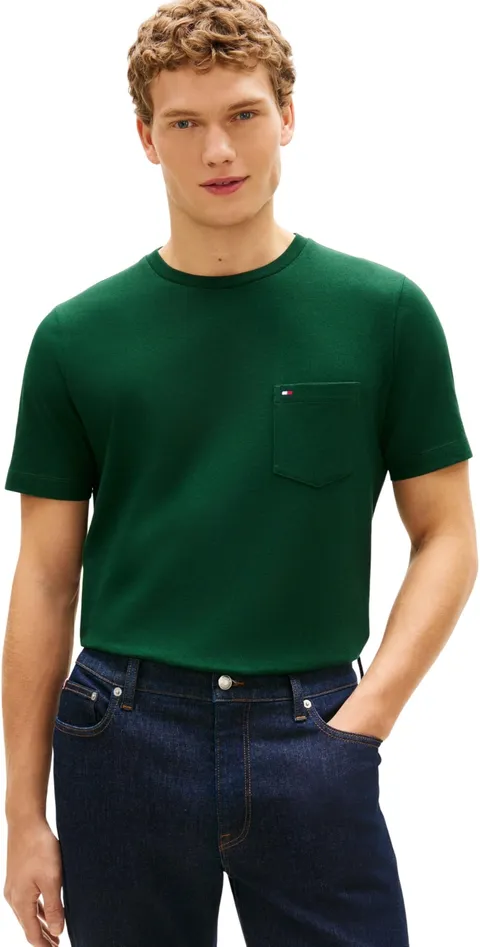 Tommy Hilfiger Essential Solid Pocket Tee Mw0mw37283 Maglietta S/S, Green (Nocturnal