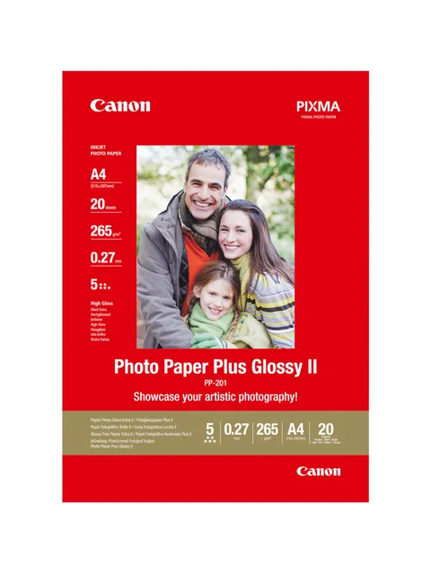 Canon PP 201 Photo Paper Plus Glossy II, 20 fogli A4 Carta fotografica