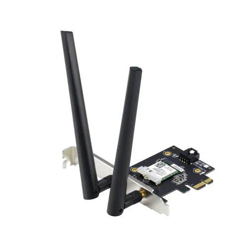 ASUS PCE-AX1800 Scheda di Rete Interna WiFi 6, 802.11 a/b/g/n/AC/AX, Bluetooth 5.2, Dual Band, 2 Antenne Esterne, Facile e Veloce Configurazione, Sicurezza di Rete WPA3, OFDMA e MU-Mimo, Nero