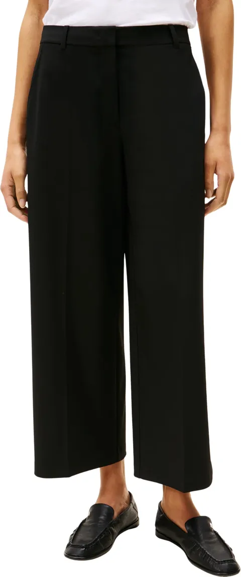 Tommy Hilfiger Donna Pantaloni in Tessuto Wide Leg Crop Caviglie Scoperte, Nero (Black), 44W