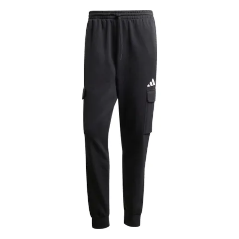 adidas Uomo Essentials Feelcozy Fleece Cargo Pants, Black/White, M