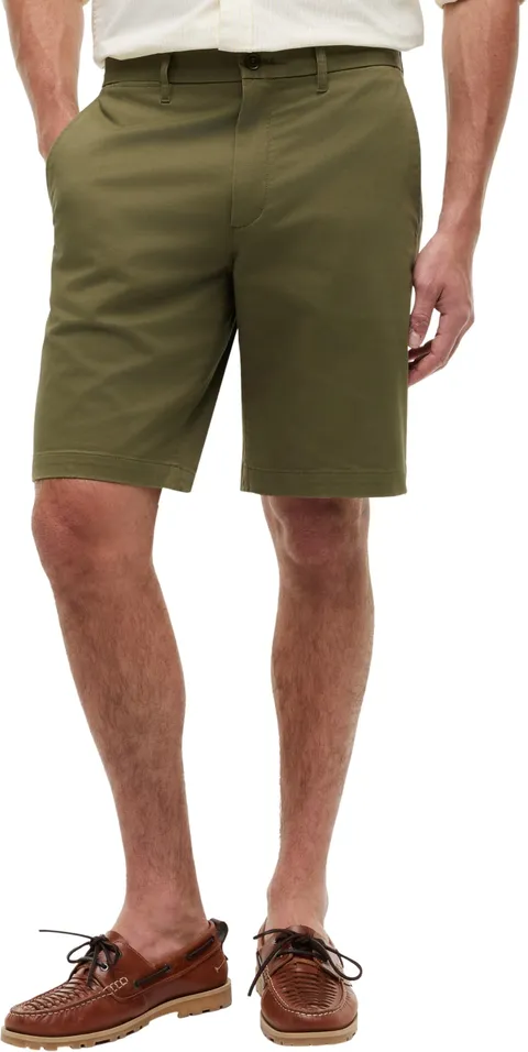 Tommy Hilfiger Uomo Pantaloncini Chino Denton Twill in Cotone Elasticizzato, Verde (Dark