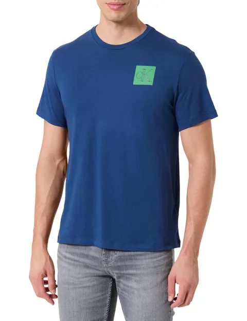 Calvin Klein Uomo T-Shirt Maniche Corte Gradient Monogram Logo in Cotone, Blu (Blue Jean), S