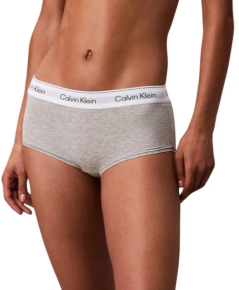 Calvin Klein Donna Pantaloncini Hipster con Fascia con Logo, Grigio (Grey Heather), XL