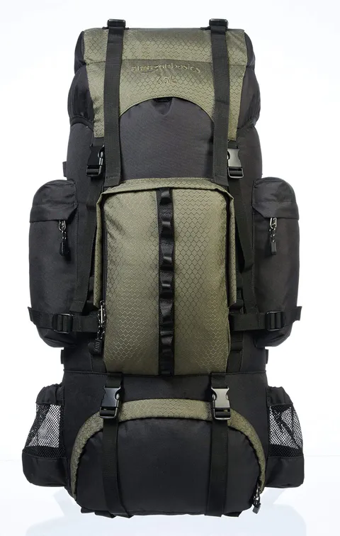 Amazon Basics Mochila de senderismo con estructura interna 65 L, Verde