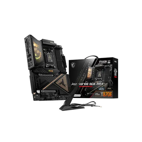 MSI X870E ACE MAX Scheda madre MEG ATX - supporta processori AMD Ryzen 9000/8000/7000, BIOS ROM AM5-64MB, 110A SPS VRM, memoria DDR5 (fino a 8400+ MT/s OC), M.2 e PCIe 5.0, USB4, Wi-Fi 7, 10G LAN