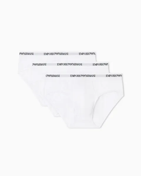 Emporio Armani Man's Core Logoband - Slip da Uomo, Confezione da 3, Colore Bianco, M