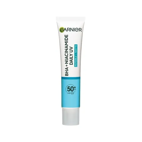 Garnier Fluido Anti-UV Con BHA e Niacinamide, SPF50+, Invisibile e Opaco