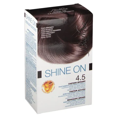 Bionike Shine On - Trattamento Colorante Capelli N.4.5 Castano Mogano, Kit Tinta per Cute