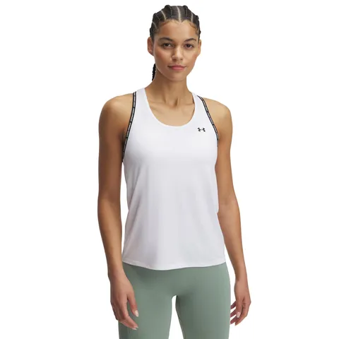 Under Armour Donna Tech Knockout Tank, Top Sportivo Donna, Canottiera Sportiva Leggera, Traspirante e Ottima per l'allenamento, Bianco/Nero, XL