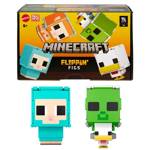 Mattel Minecraft - Flippin' Figs Pecora e Pollo, confezione da 2 personaggi 2 in 1