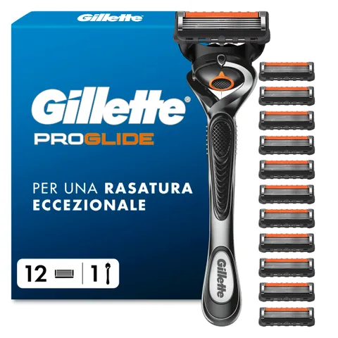 Gillette Proglide 1 Rasoio Barba Manuale e 12 Lamette Gillette Proglide di Ricambio a 5