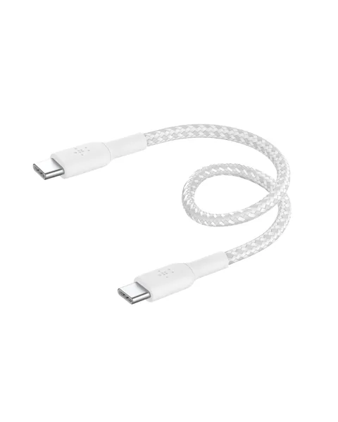 Belkin BoostCharge Cavo intrecciato da USB-C a USB-C da 0.15 metro per iPhone 15, 15 Pro
