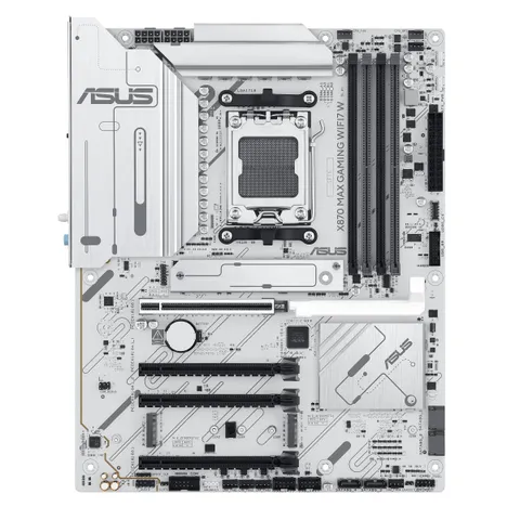ASUS X870 MAX GAMING WIFI7 W, Scheda Madre AMD ATX, 12+2+1 Stadi di Alimentazione, Slot DDR5, Tre Slot M.2, PCIe 5.0, WiFi 7 con Q-Antenna, Ethernet Realtek 2,5Gb, HDMI, USB4 con USB-C, Aura Sync