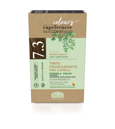 Helan, Capelvenere Colours, Tinta per Capelli Naturale Permanente Formula Dolce 7.3N