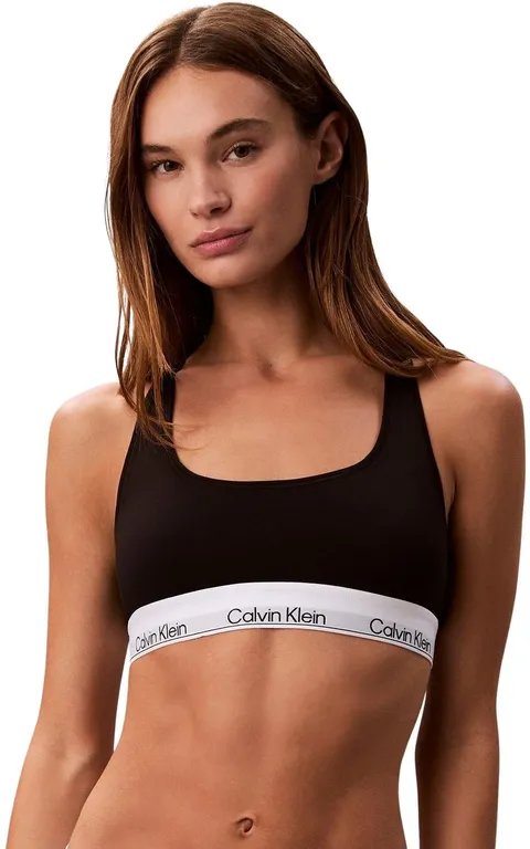 Calvin Klein Donna Bralette Unlined con Fascia con Logo, Nero (Black(Ub1)), XL