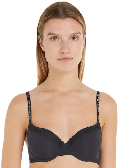 Tommy Hilfiger Donna Reggiseno a Mezza Coppa con Dettagli in Pizzo, Nero (Black), 2A