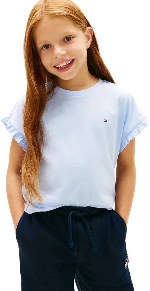 Tommy Hilfiger Bambina T-Shirt Maniche Corte Essential Top Relaxed Fit, Blu (Sweet Blue)