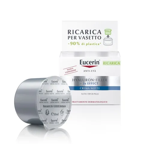 Eucerin Hyaluron-Filler Ricarica Crema Notte 50 ml, Refill crema viso antirughe e