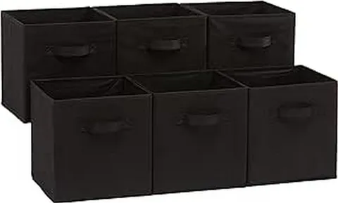 Amazon Basics Cubo/organizer portaoggetti pieghevole in tessuto, con maniglia, 26.67 x