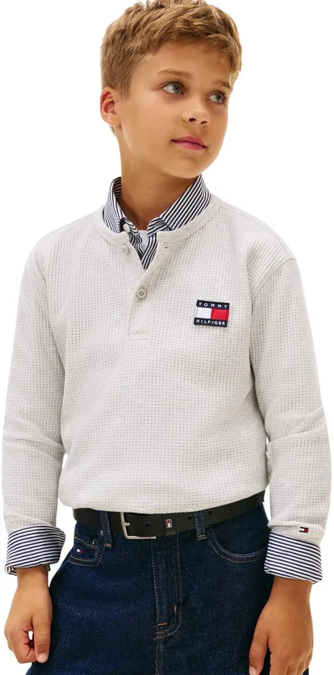 Tommy Hilfiger Boys Heritage Henley Waffle Tee LS KB0KB10166 Grey (Mid Grey Heather) 3