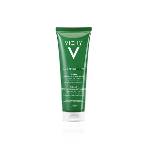 Vichy Normaderm, Crema Detergente e Maschera Esfoliante 3 in 1, Per Tutti i Tipi di