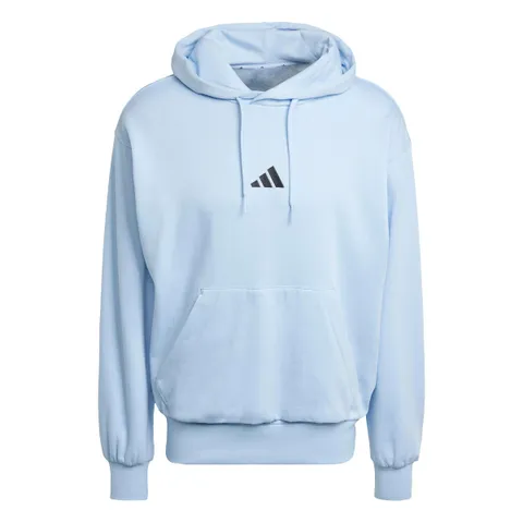 adidas Uomo Essentials Feelcozy Fleece Hoodie Sweatshirt, Glow Blue/Black, S