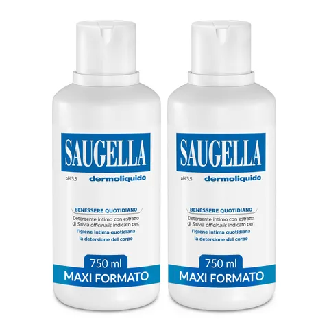 Saugella Dermoliquido Detergente Intimo Quotidiano, pH 3.5, Antiodore, Rinfrescante e