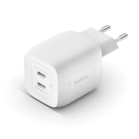 Belkin Doppio caricabatteria da parete USB-C da 45 W, ricarica rapida PD 3.0, caricatore