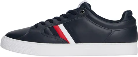 Tommy Hilfiger Uomo Sneakers con Suola Preformata Icon Court Stripes in Pelle, Blu (Desert Sky), 45