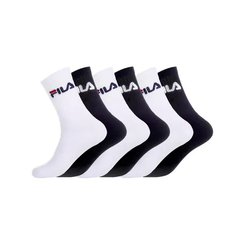 Fila Calzini Uomo e Donna 39-42, Cotone Set di 6, Nero 6BN