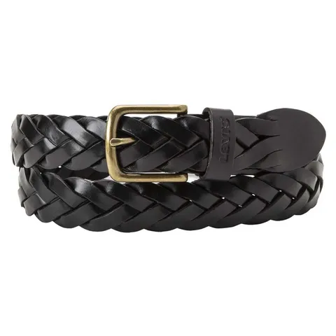 Levi's Leather Braid Belt, Regular Black, 90 Unisex, Nero regolare., 90 cm
