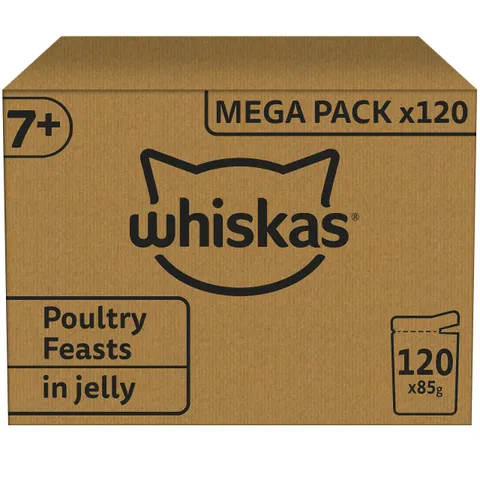 Whiskas Senior 7+ Cibo Umido per Gatti in Gelatina - 120 Sacchetti (1 Confezione Grande)