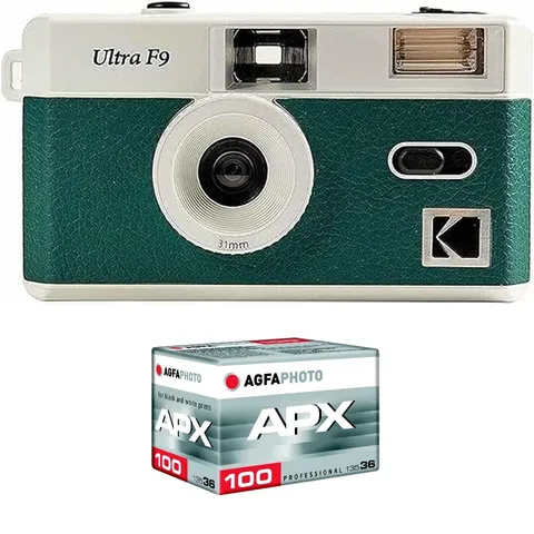 Kodak Pack F9 argento + pellicola 100 ASA - Fotocamera ricaricabile 35 mm verde